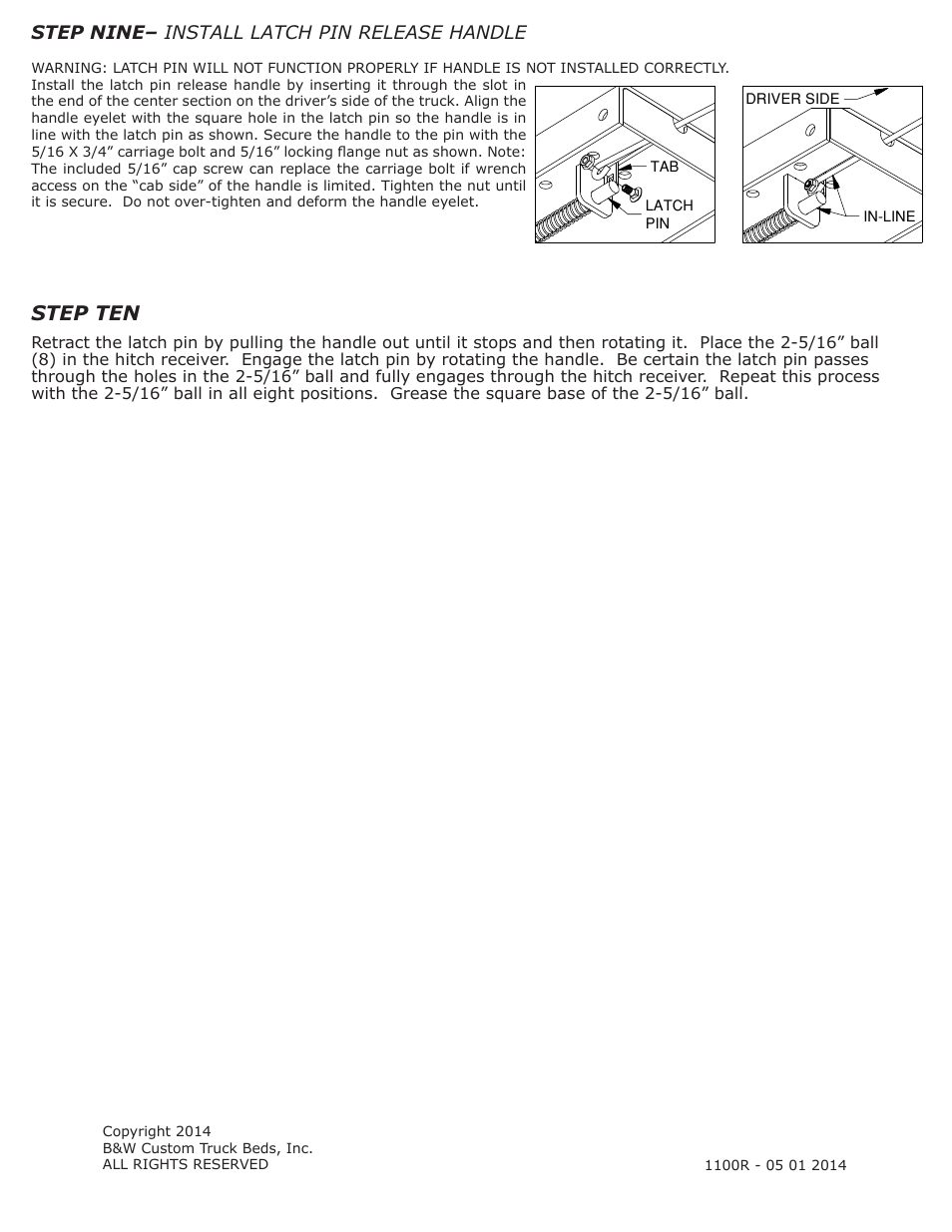 Step ten | B&W Trailer Hitches 1100R User Manual | Page 4 / 4