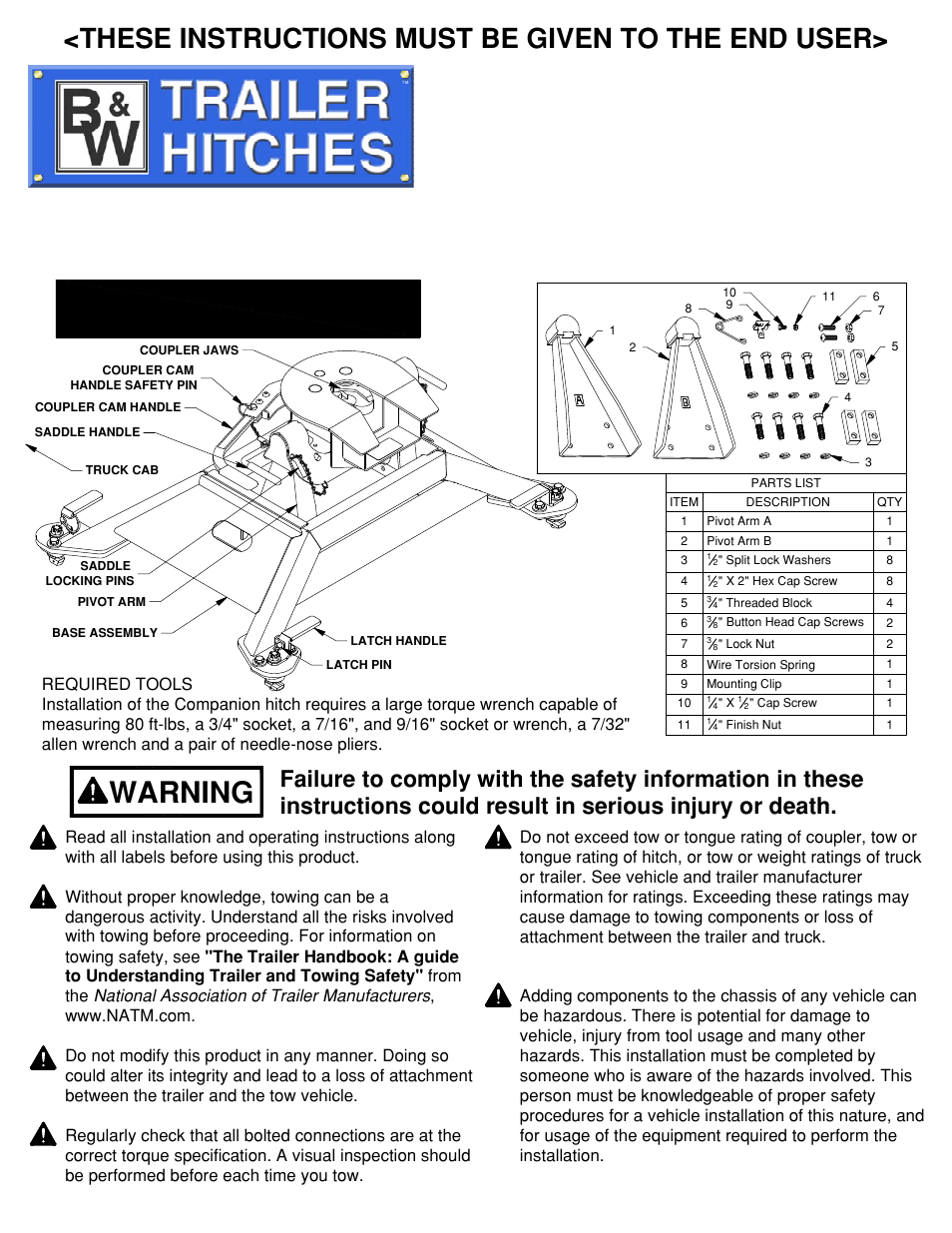 B&W Trailer Hitches RVK3600 User Manual | 5 pages