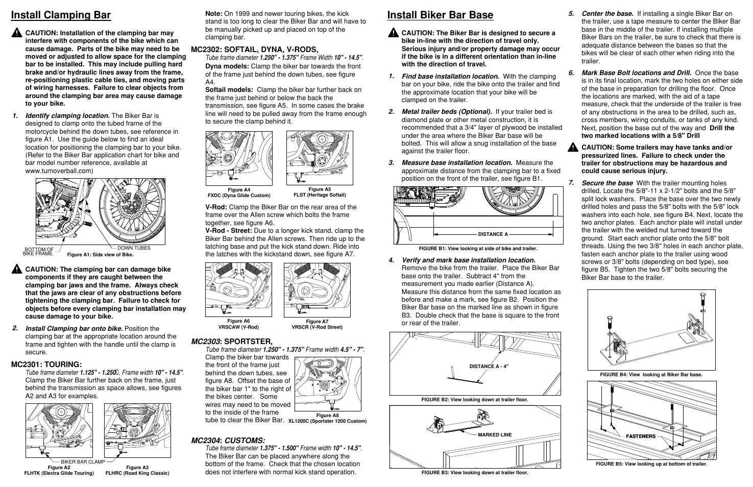 Install clamping bar, Install biker bar base | B&W Trailer Hitches MC2301 User Manual | Page 3 / 4