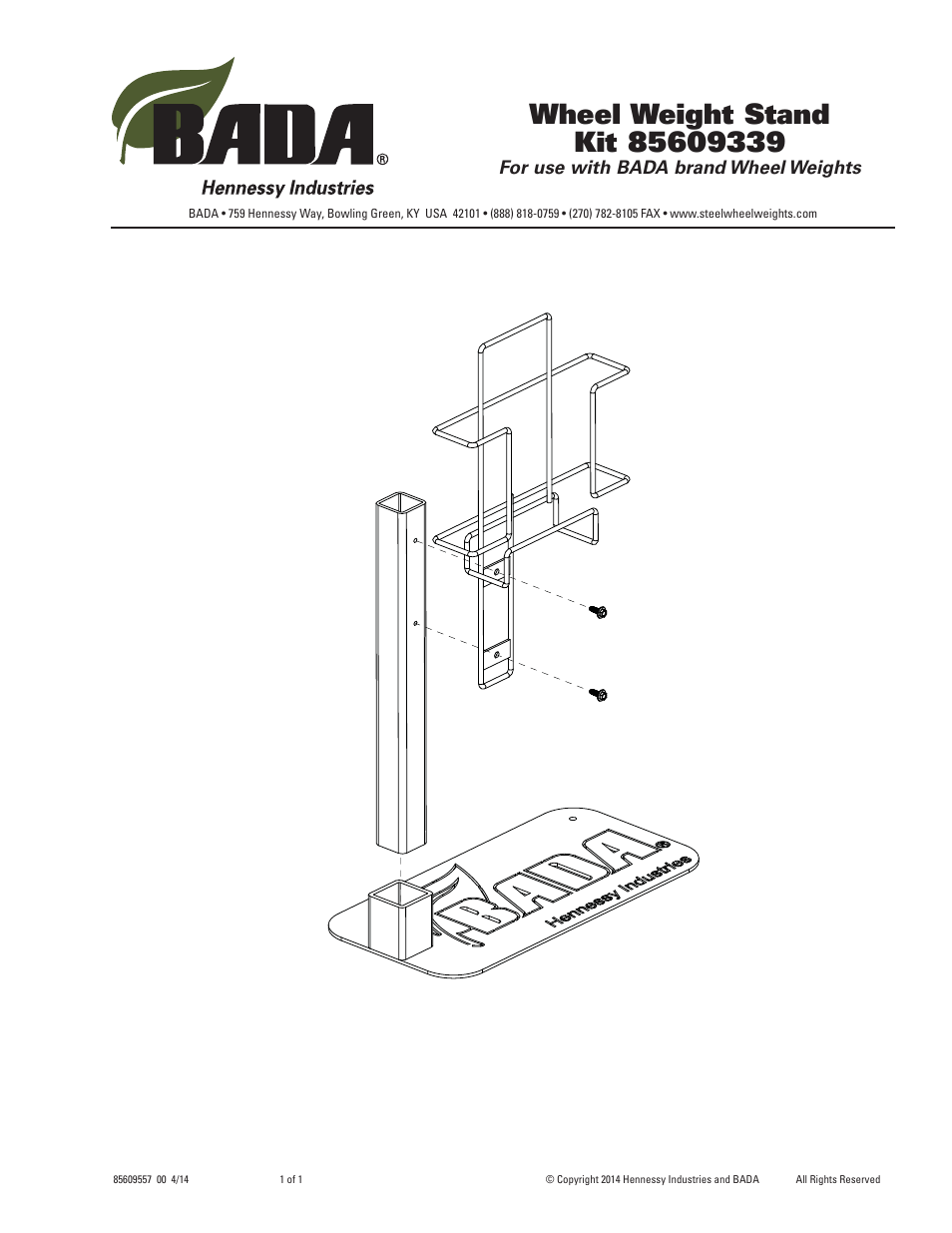 BADA 85609339 Wheel Weight Stand User Manual | 1 page