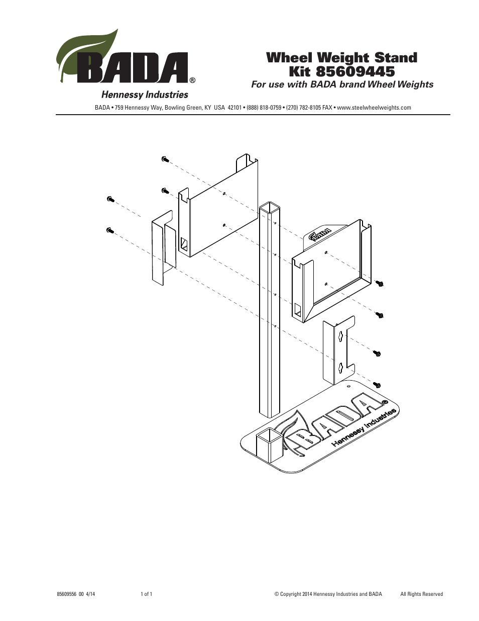 BADA Kit 85609445 Wheel Weight Stand User Manual | 1 page