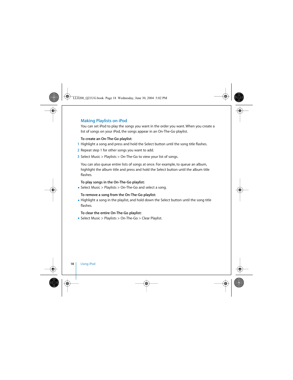 Making playlists on ipod | Apple iPod (User’s Guide) User Manual | Page 18 / 64