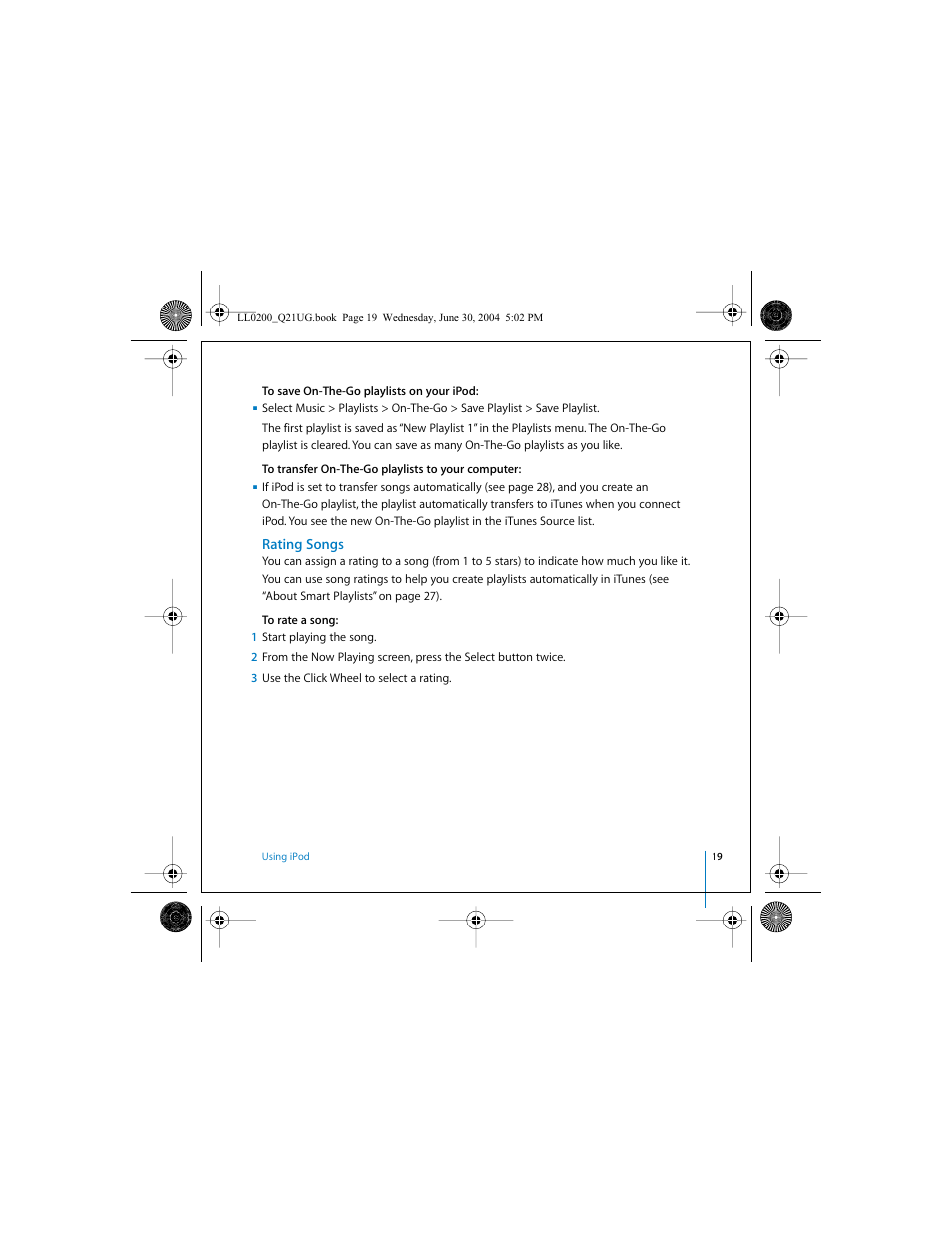 Rating songs | Apple iPod (User’s Guide) User Manual | Page 19 / 64