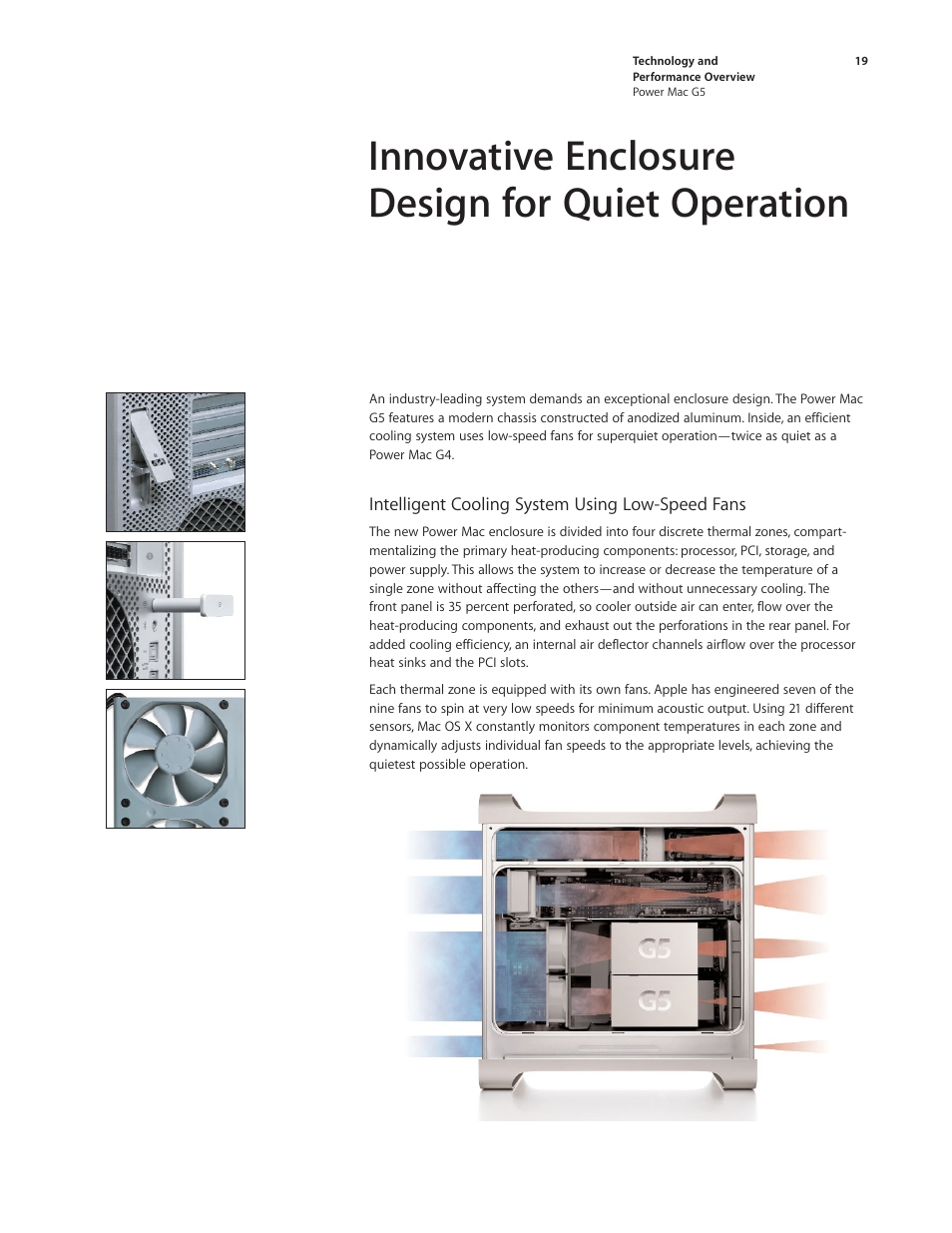 Innovative enclosure design for quiet operation | Apple Power Mac G5 User Manual | Page 19 / 36