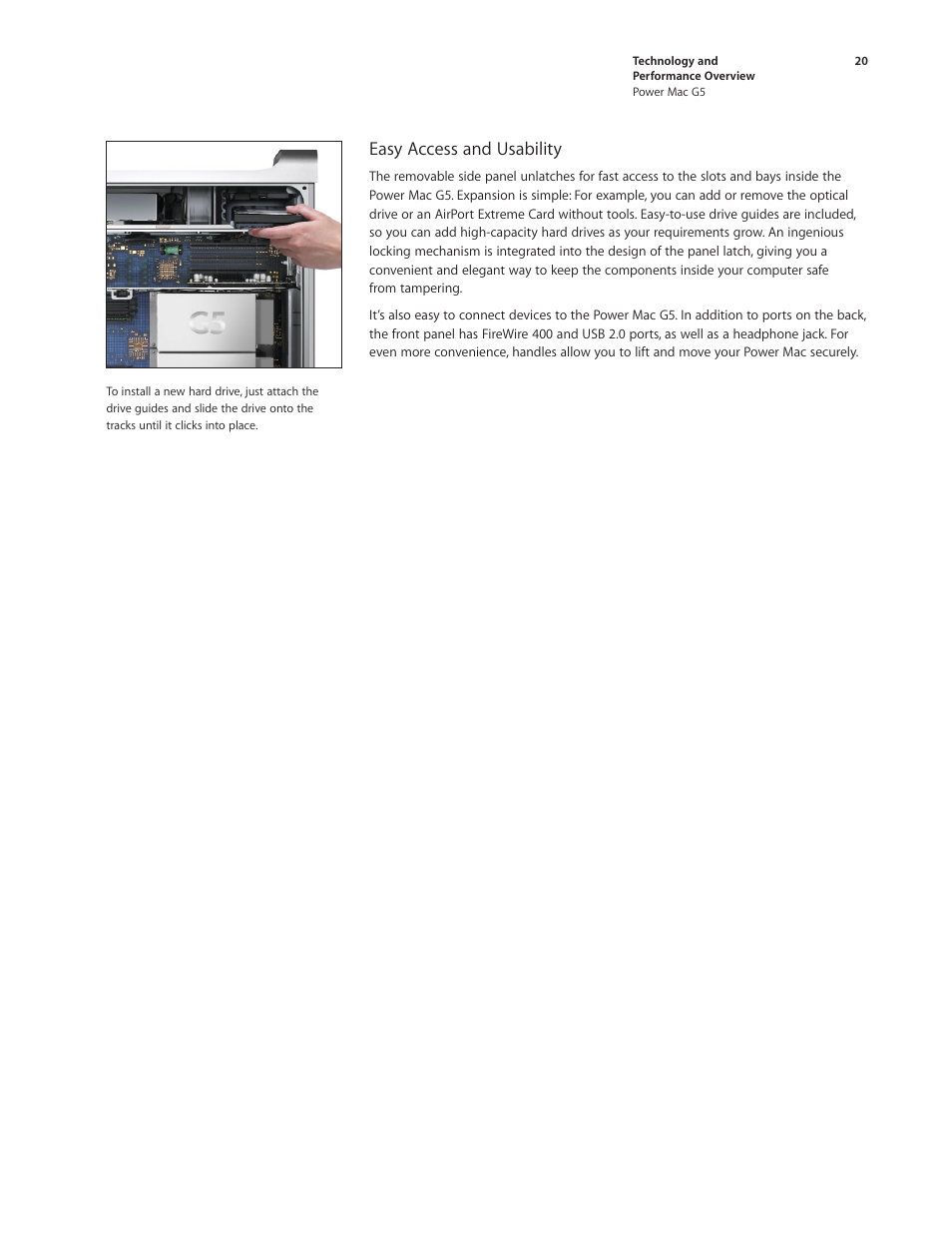 Easy access and usability | Apple Power Mac G5 User Manual | Page 20 / 36