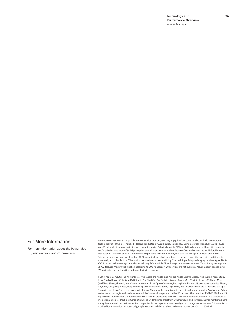 For more information | Apple Power Mac G5 User Manual | Page 36 / 36