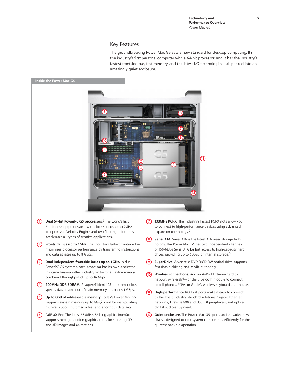 Key features | Apple Power Mac G5 User Manual | Page 5 / 36