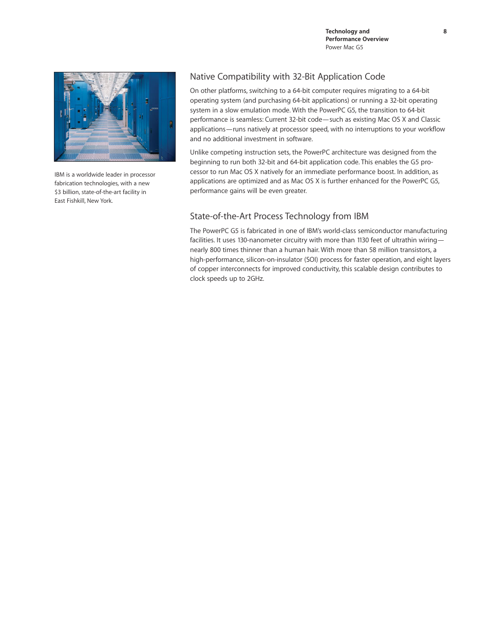 Native compatibility with 32-bit application code, State-of-the-art process technology from ibm | Apple Power Mac G5 User Manual | Page 8 / 36
