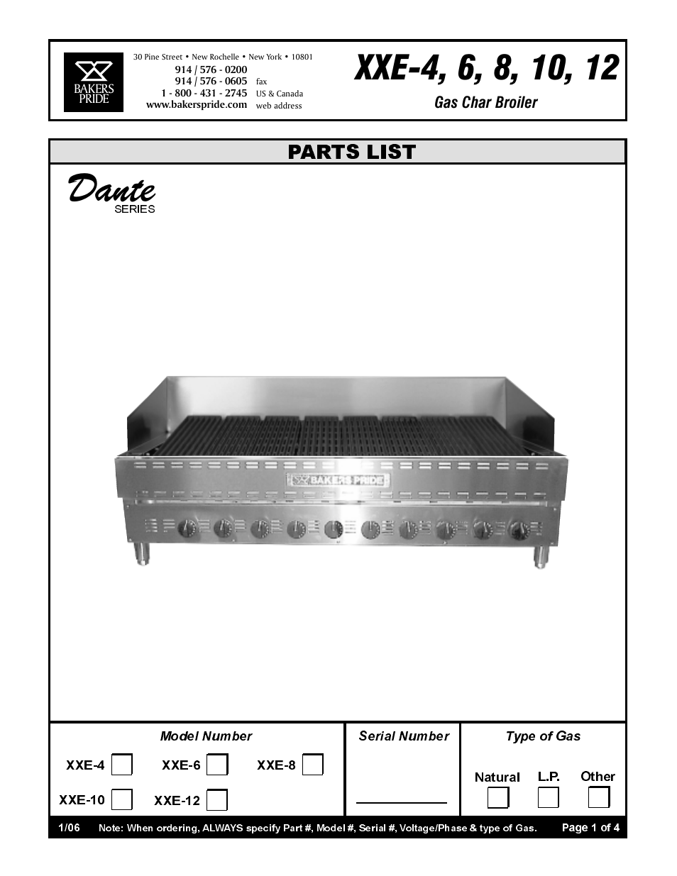 Bakers Pride XXE-4, 6, 8, 10, 12 User Manual | 4 pages