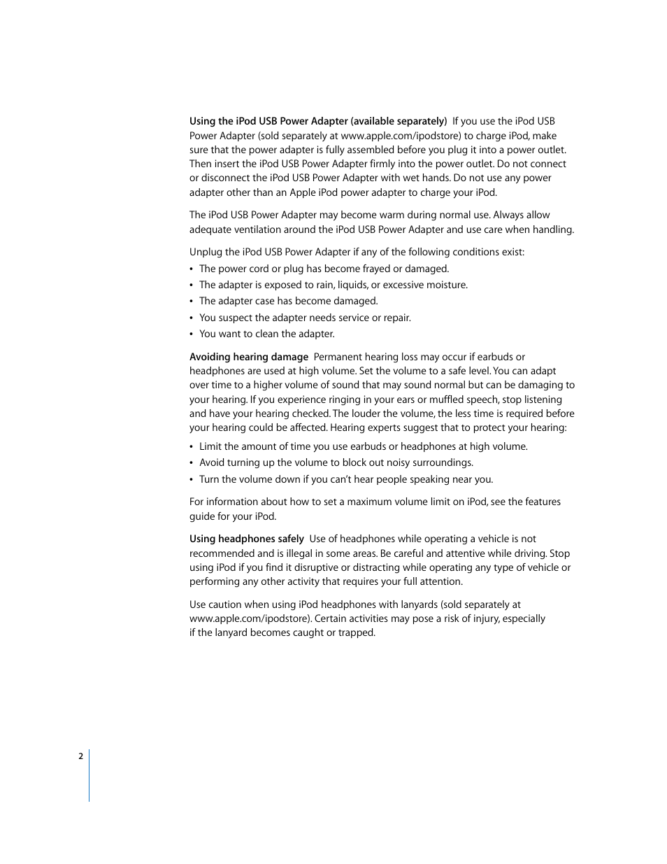 Apple iPod (Safety Guide) User Manual | Page 2 / 3