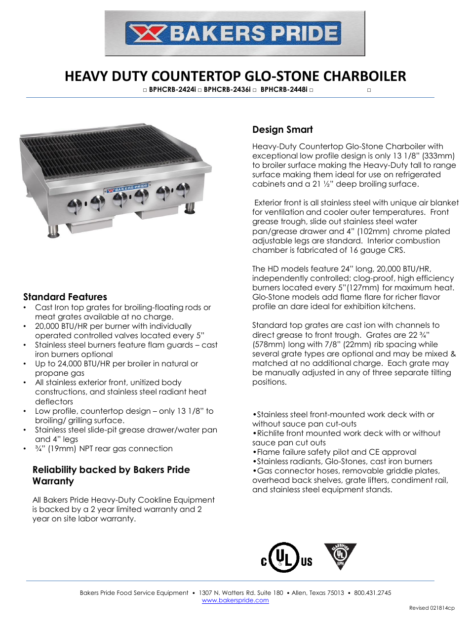 Bakers Pride BPHCRB-2472i Manual User Manual | 2 pages