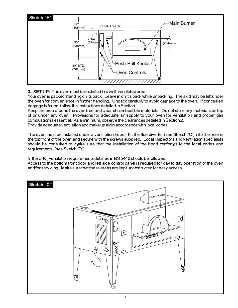 Main burner oven controls push-pull knobs | Bakers Pride FC-816 Manual User Manual | Page 5 / 16