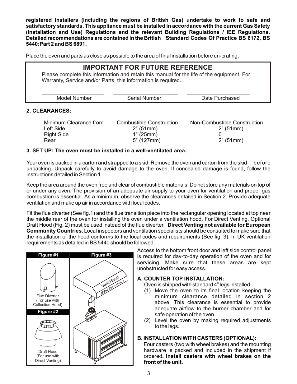 Important for future reference | Bakers Pride GP-61 Manual User Manual | Page 3 / 16