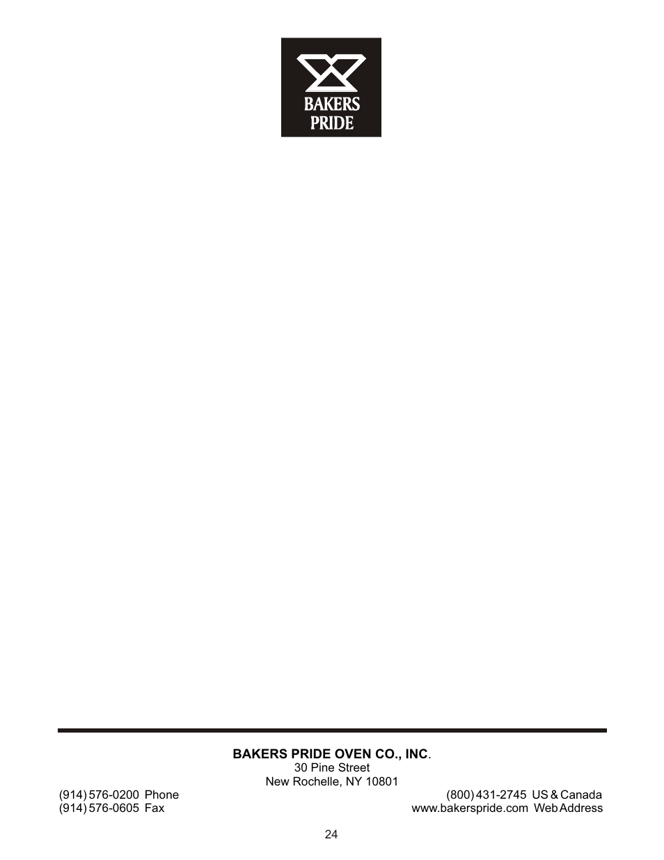 Bakers Pride P-48S Manual User Manual | Page 24 / 24