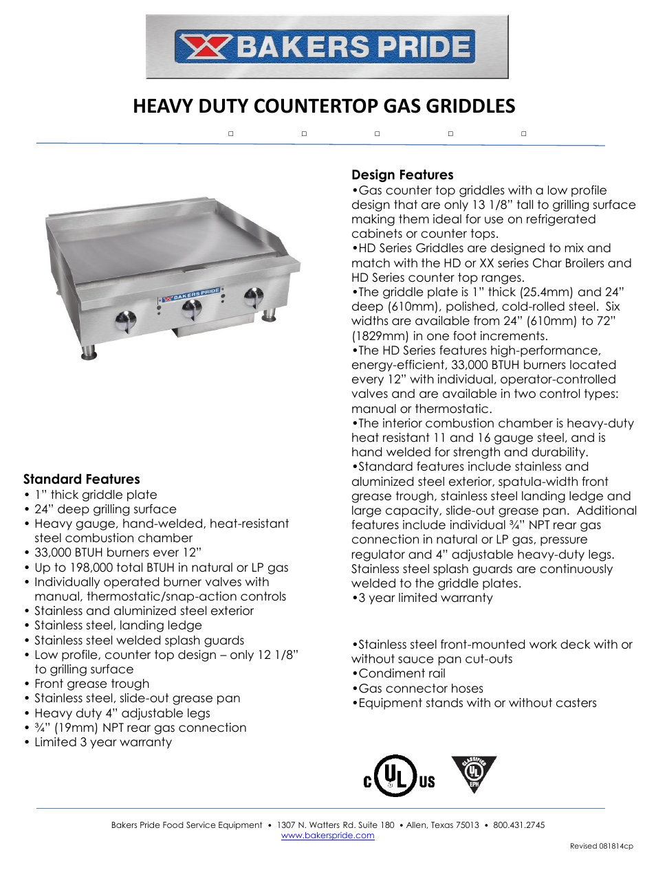 Bakers Pride BPHTG-2472i Manual User Manual | 2 pages