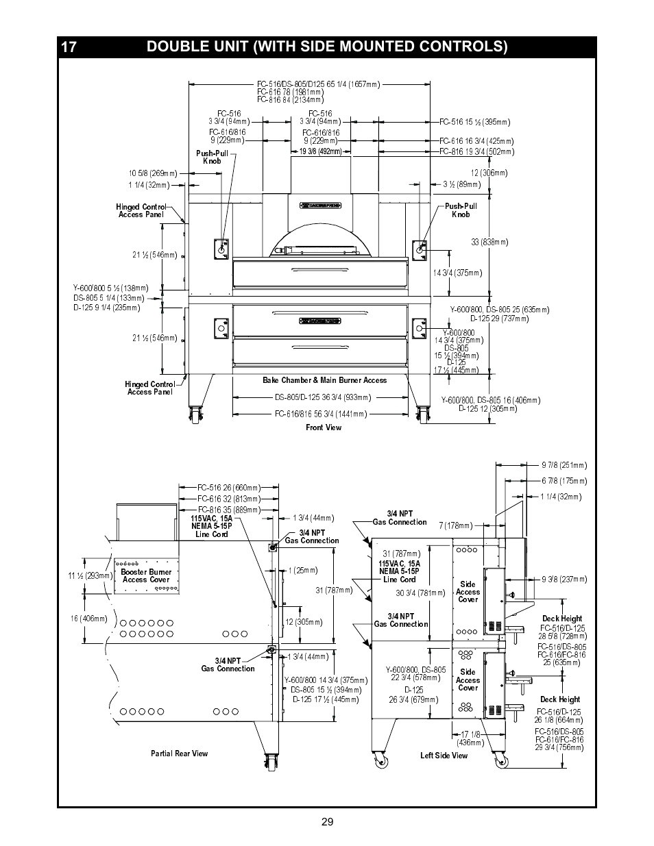 Double unit (with side mounted controls) | Bakers Pride FC-816 Manual User Manual | Page 29 / 32