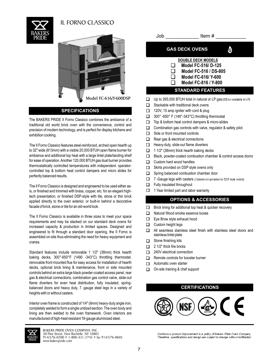 Il forno classico, Bakers pride | Bakers Pride FC-816 Manual User Manual | Page 7 / 32