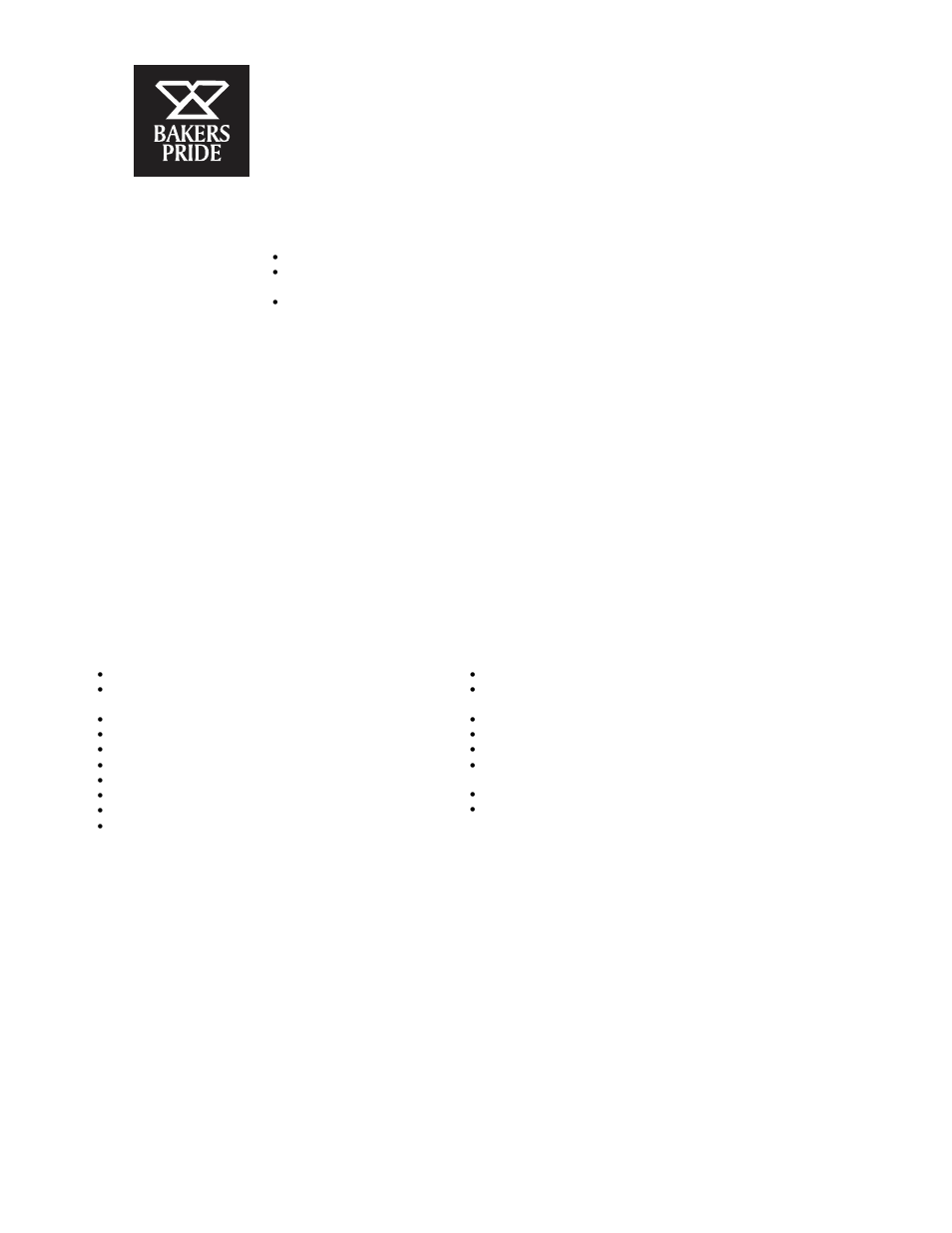 Bakers pride limited warranty | Bakers Pride BP-6575 Manual User Manual | Page 8 / 9