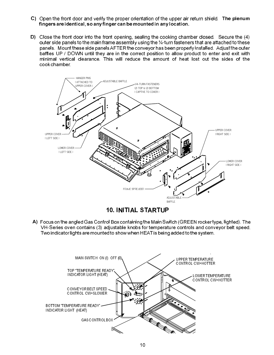 Initial startup | Bakers Pride VH1828G Manual User Manual | Page 10 / 32