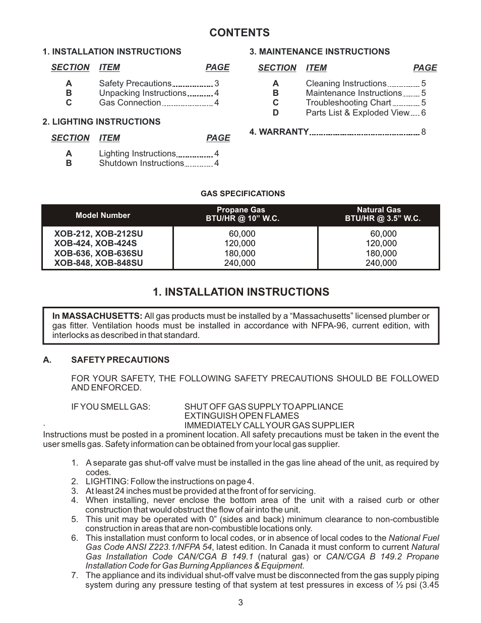 Bakers Pride XOB-848SU Manual User Manual | Page 3 / 8