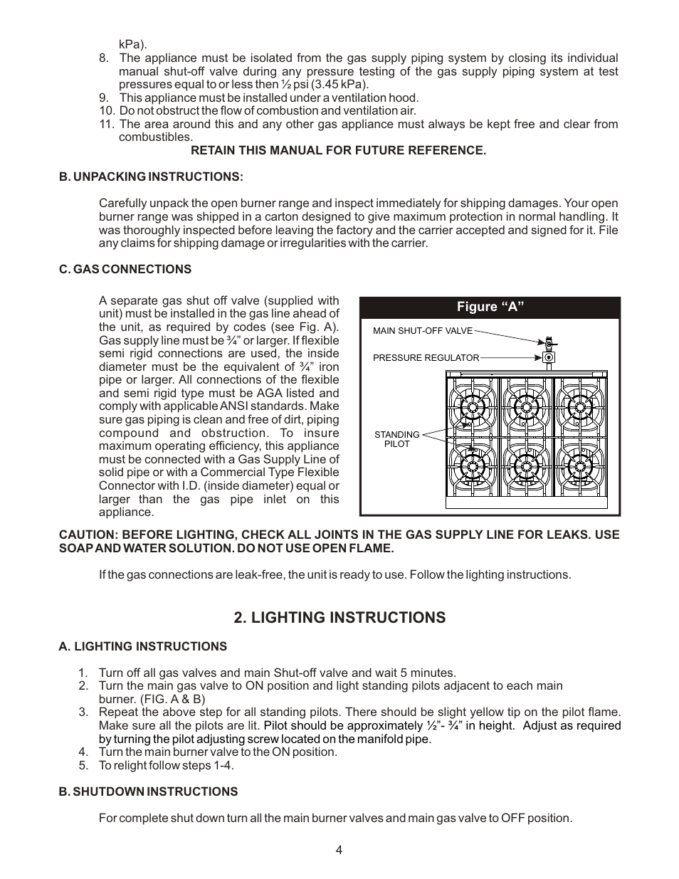 Lighting instructions | Bakers Pride XOB-848SU Manual User Manual | Page 4 / 8
