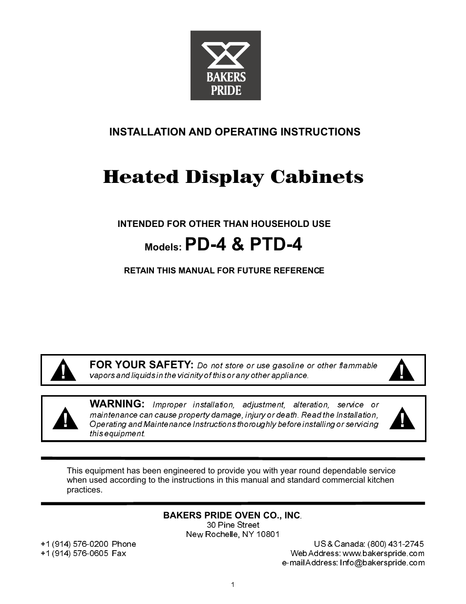 Bakers Pride PTD-4 Manual User Manual | 12 pages