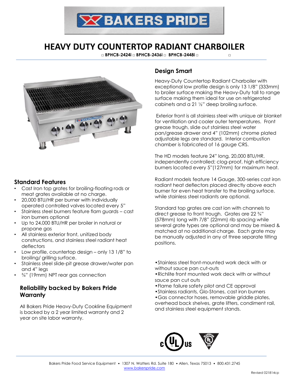 Bakers Pride BPHCB-2472i Manual User Manual | 2 pages