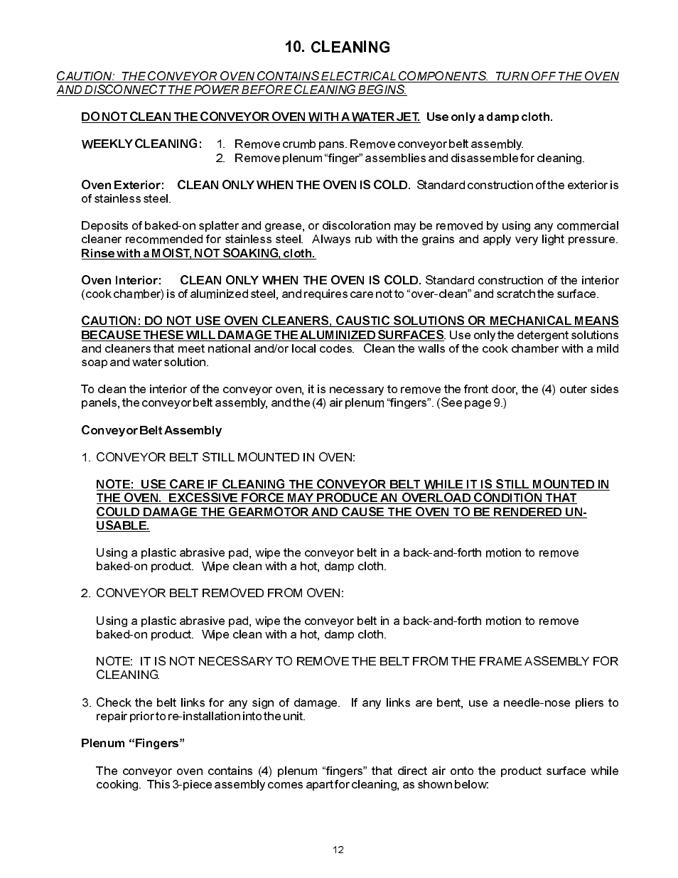 Cleaning | Bakers Pride VHVA1828E Manual User Manual | Page 12 / 48