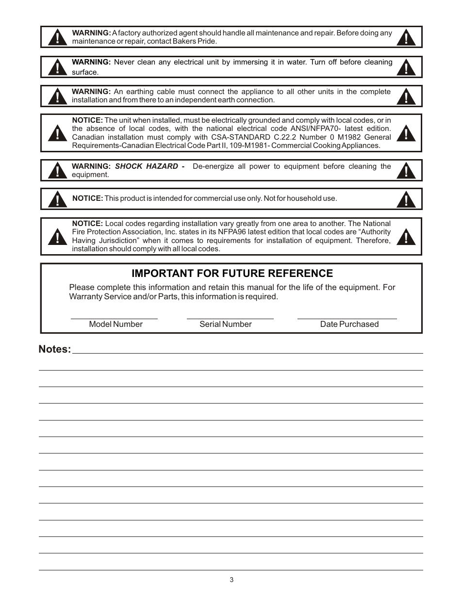 Bakers Pride VHVA1828E Manual User Manual | Page 3 / 48