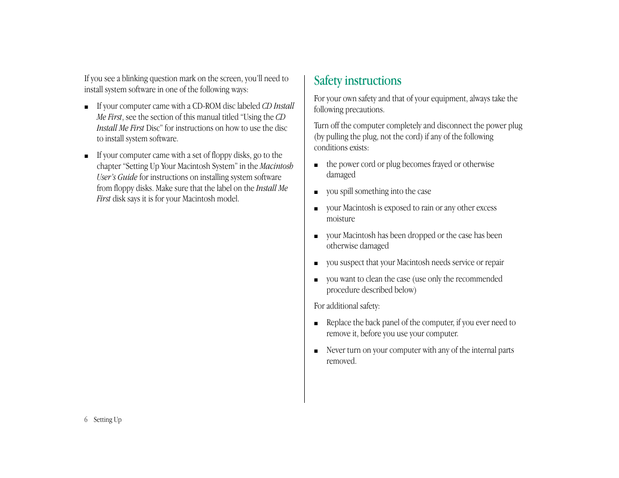 Safety instructions | Apple Macintosh LC 575 User Manual | Page 12 / 47