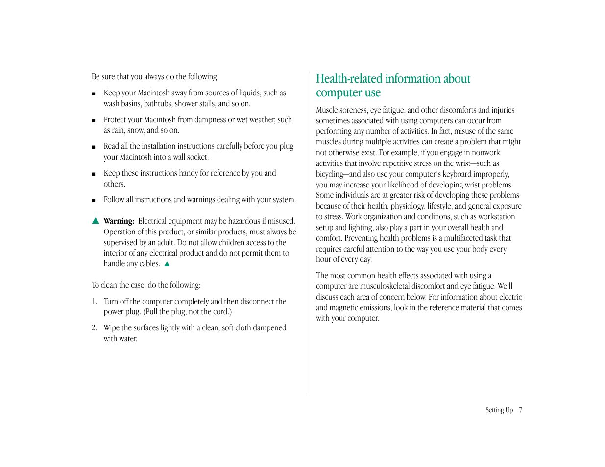 Health-related information about computer use | Apple Macintosh LC 575 User Manual | Page 13 / 47