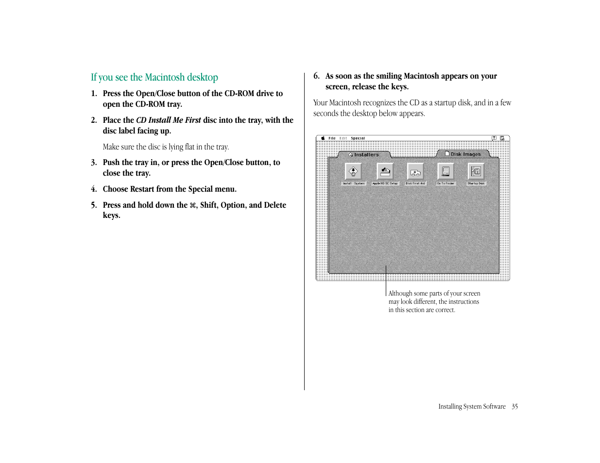 If you see the macintosh desktop | Apple Macintosh LC 575 User Manual | Page 41 / 47