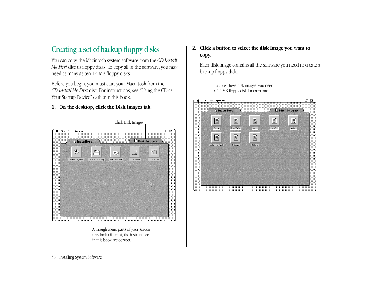 Creating a set of backup floppy disks | Apple Macintosh LC 575 User Manual | Page 44 / 47