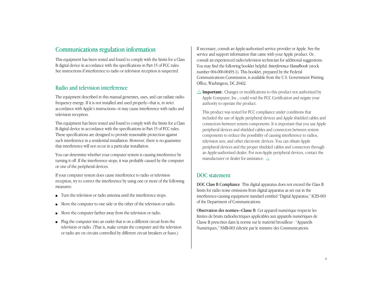 Communications regulation information | Apple Macintosh LC 575 User Manual | Page 5 / 47