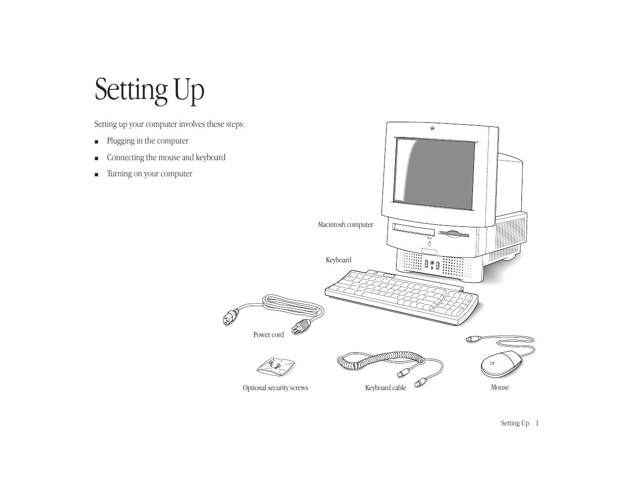 Setting up | Apple Macintosh LC 575 User Manual | Page 7 / 47