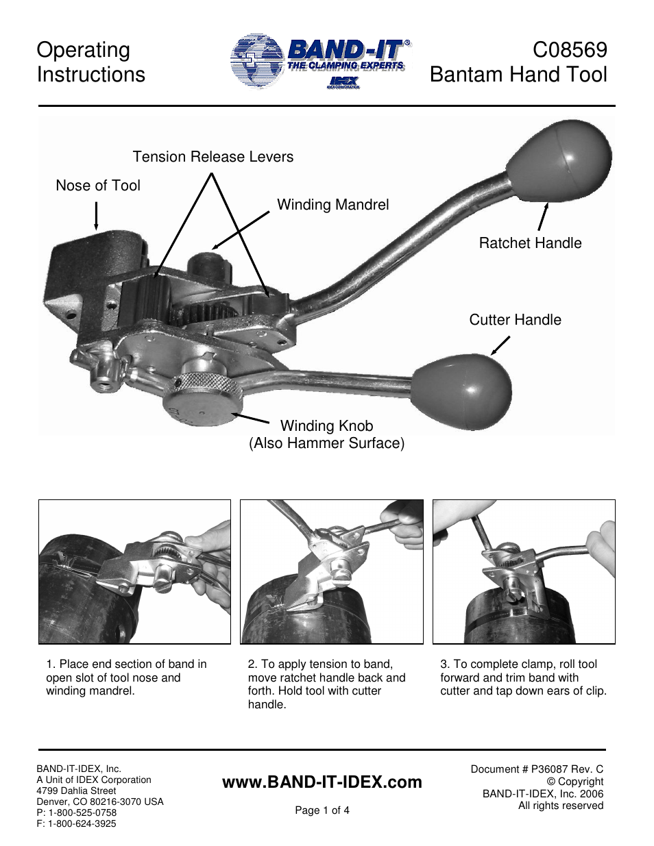 BAND-IT C08569 Bantam Strapping Hand Tool User Manual | 4 pages