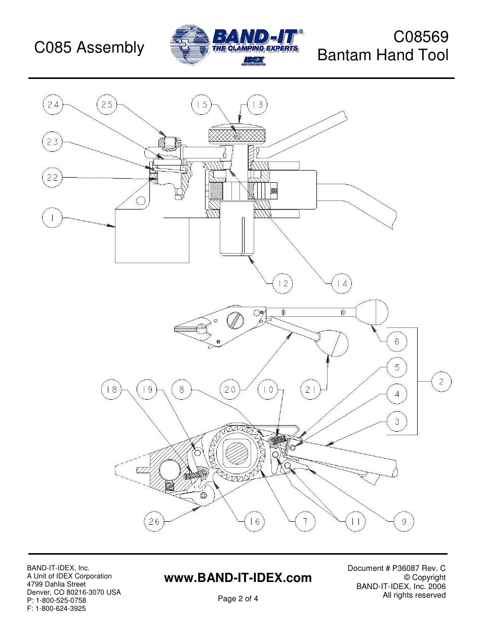 C085 assembly | BAND-IT C08569 Bantam Strapping Hand Tool User Manual | Page 2 / 4