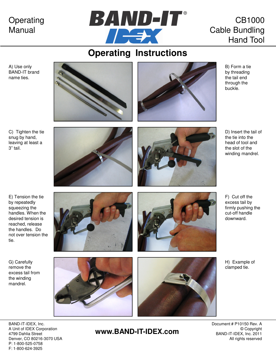 BAND-IT CB1000 Hand Tool User Manual | 4 pages