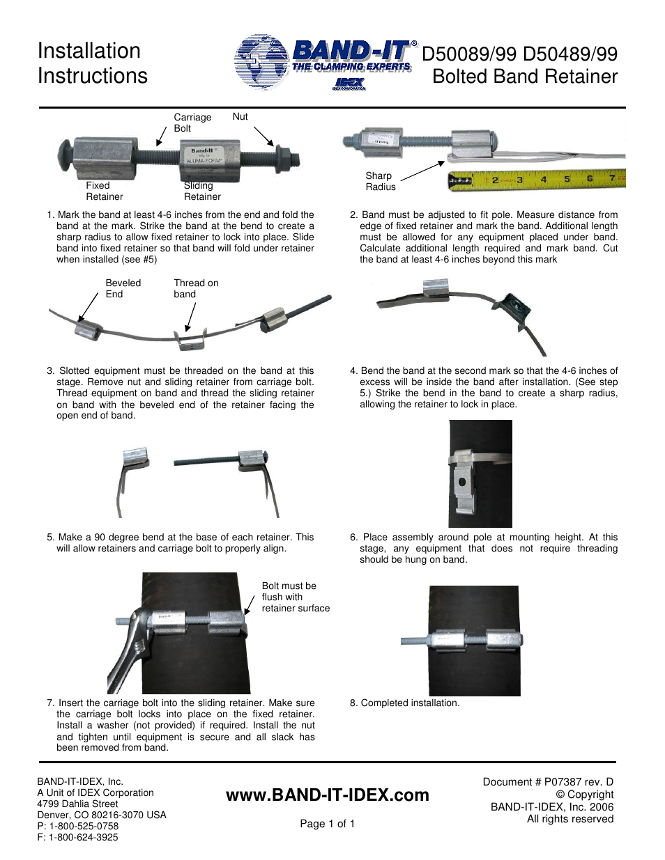 BAND-IT D50089/99 Bolted Band Retainer User Manual | 1 page