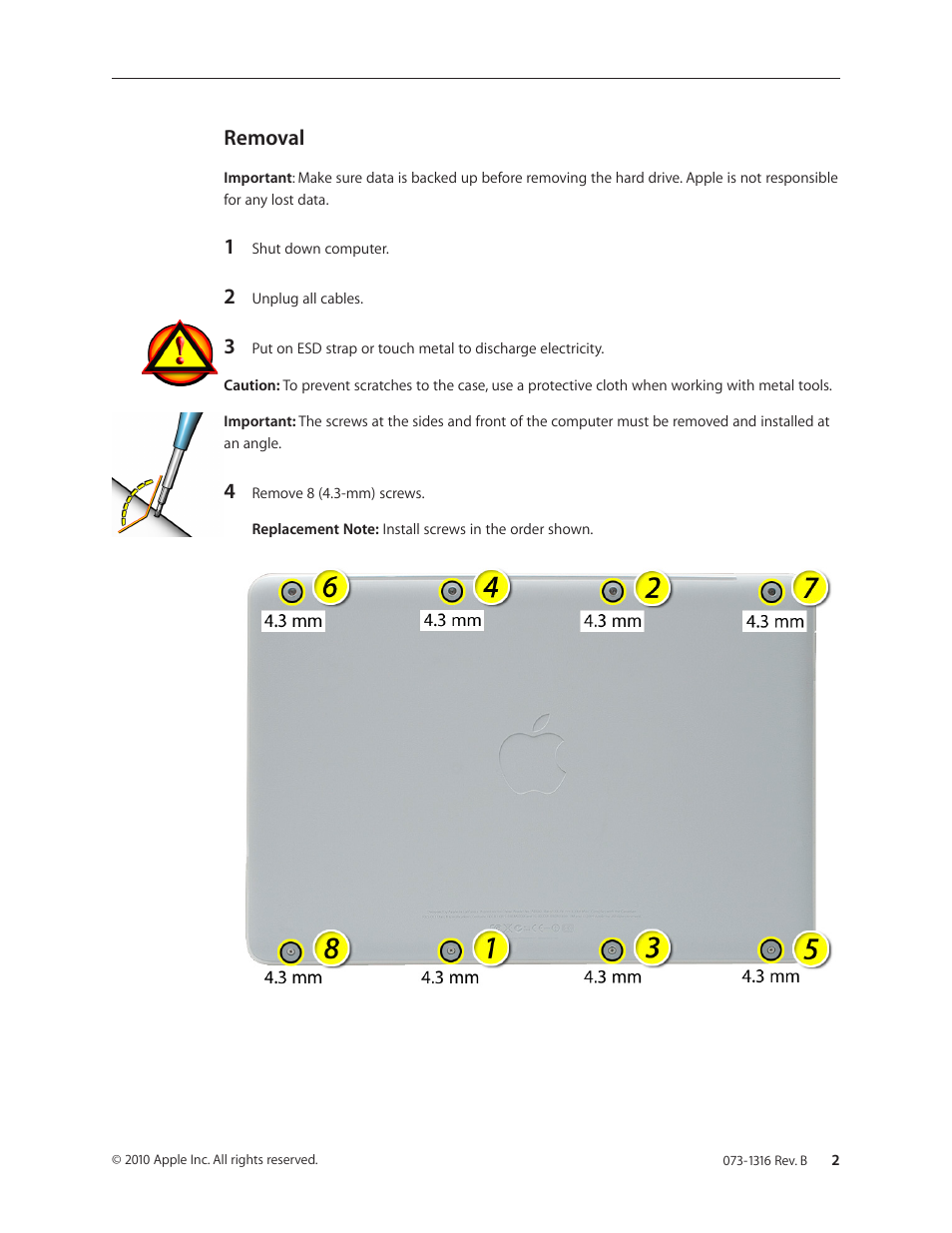 Removal | Apple MacBook 13-inch, Late 2009/Mid 2010 (Hard Drive Replacement) User Manual | Page 2 / 10