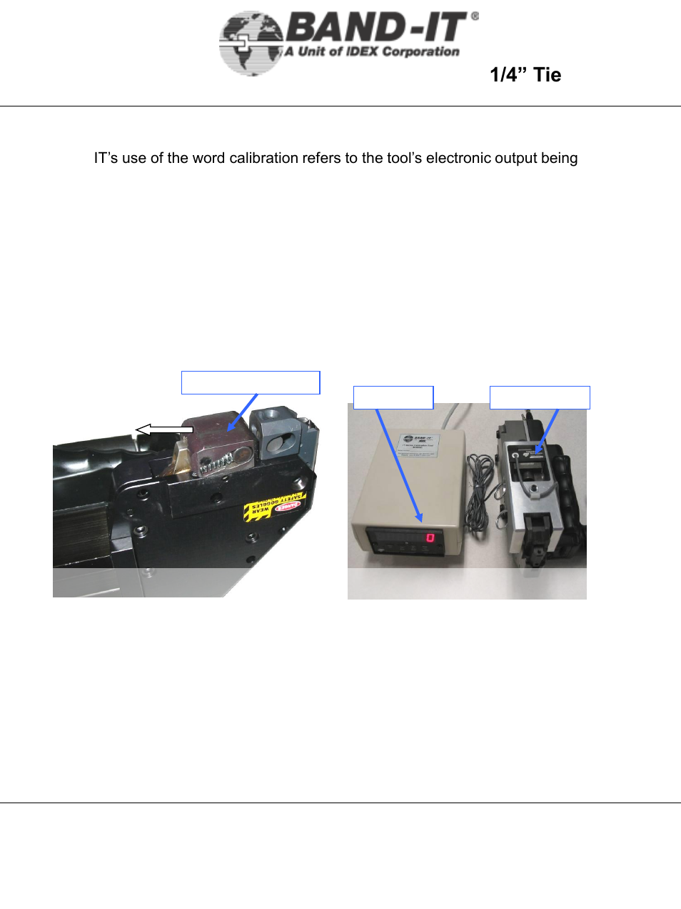 It1000-ab, Tool calibration, 38 of 38 | 1/4” tie-lok, Tool | BAND-IT IT1000-AB 1/4 Tie-Lok Tool User Manual | Page 38 / 38