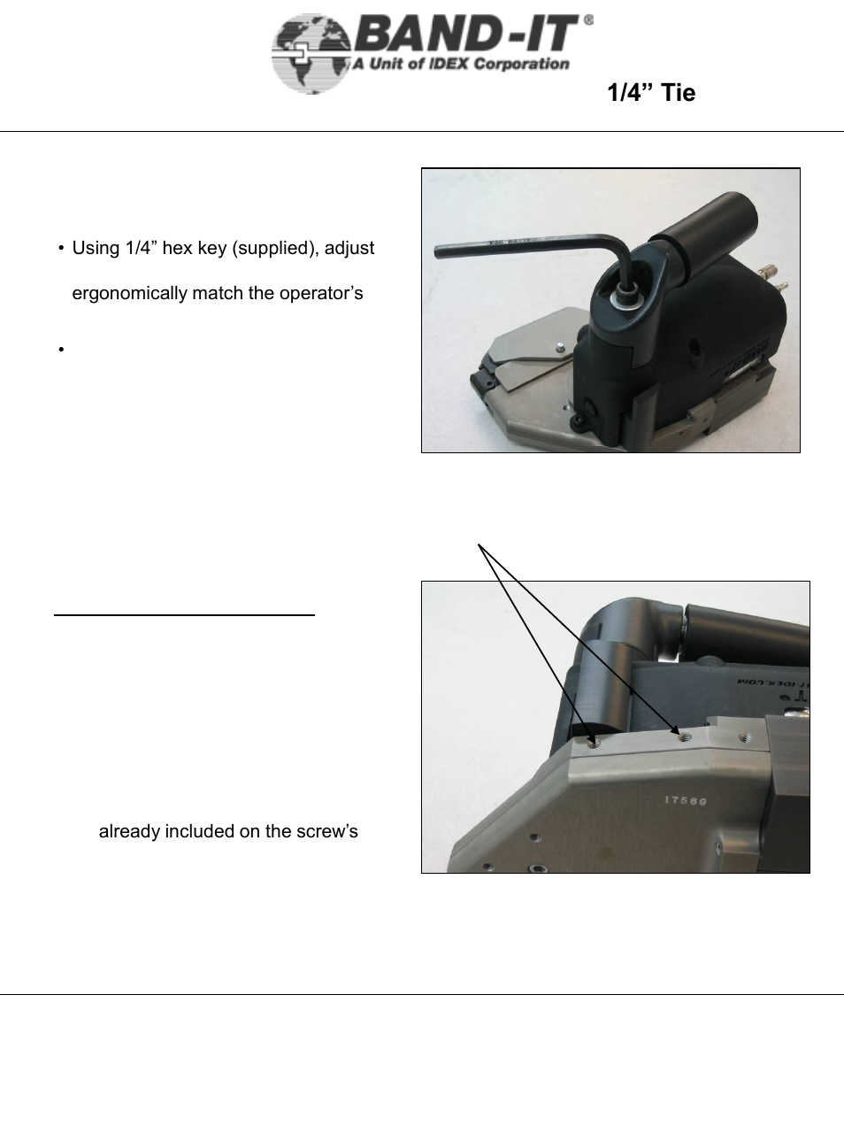 It1000-ab, Setup & assembly instructions, 9 of 38 | 1/4” tie-lok, Tool | BAND-IT IT1000-AB 1/4 Tie-Lok Tool User Manual | Page 9 / 38