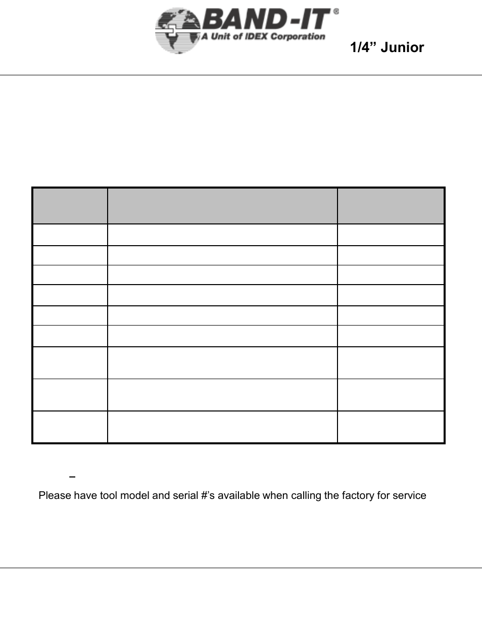 It2000-ab, Maintenance, 22 of 38 | 1/4” junior, Tool | BAND-IT IT2000-AB 1/4 Junior Tool User Manual | Page 22 / 38