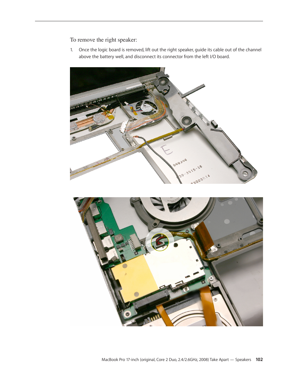 Apple MacBook Pro 17-inch (original, Core 2 Duo, 2.4GHz, Late 2007 CTO, Early 2008, and Late 2008) User Manual | Page 102 / 204