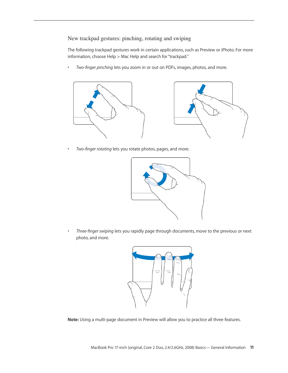 Apple MacBook Pro 17-inch (original, Core 2 Duo, 2.4GHz, Late 2007 CTO, Early 2008, and Late 2008) User Manual | Page 11 / 204