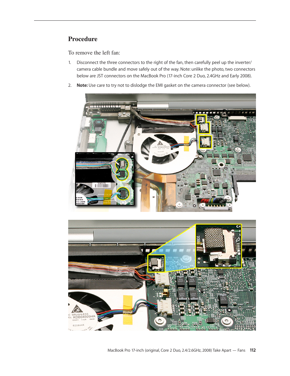 Procedure | Apple MacBook Pro 17-inch (original, Core 2 Duo, 2.4GHz, Late 2007 CTO, Early 2008, and Late 2008) User Manual | Page 112 / 204