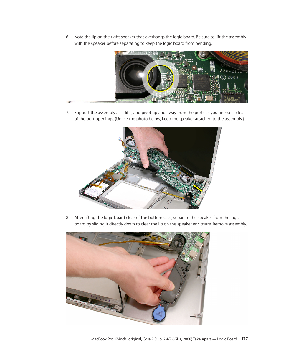 Apple MacBook Pro 17-inch (original, Core 2 Duo, 2.4GHz, Late 2007 CTO, Early 2008, and Late 2008) User Manual | Page 127 / 204