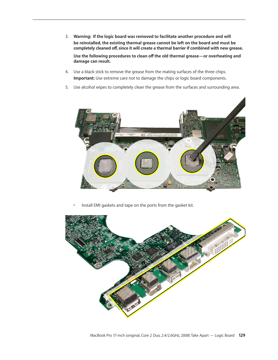 Apple MacBook Pro 17-inch (original, Core 2 Duo, 2.4GHz, Late 2007 CTO, Early 2008, and Late 2008) User Manual | Page 129 / 204