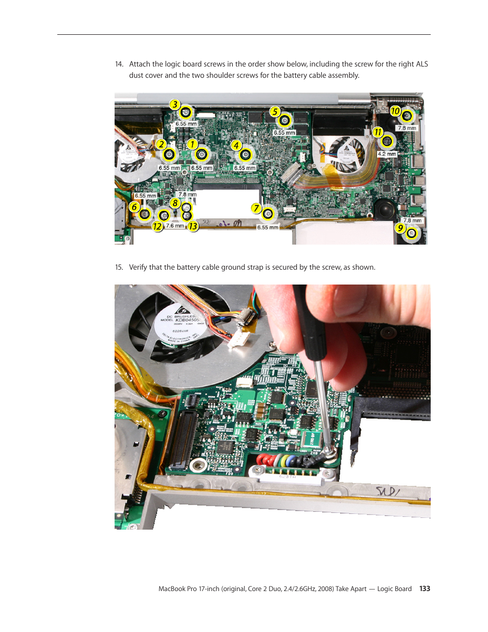 Apple MacBook Pro 17-inch (original, Core 2 Duo, 2.4GHz, Late 2007 CTO, Early 2008, and Late 2008) User Manual | Page 133 / 204