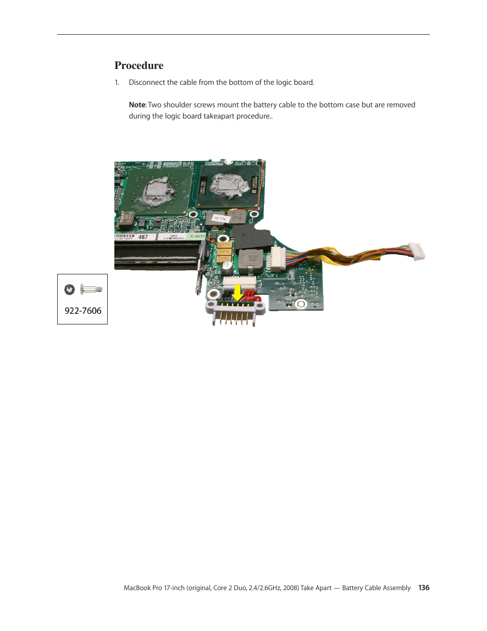 Procedure | Apple MacBook Pro 17-inch (original, Core 2 Duo, 2.4GHz, Late 2007 CTO, Early 2008, and Late 2008) User Manual | Page 136 / 204